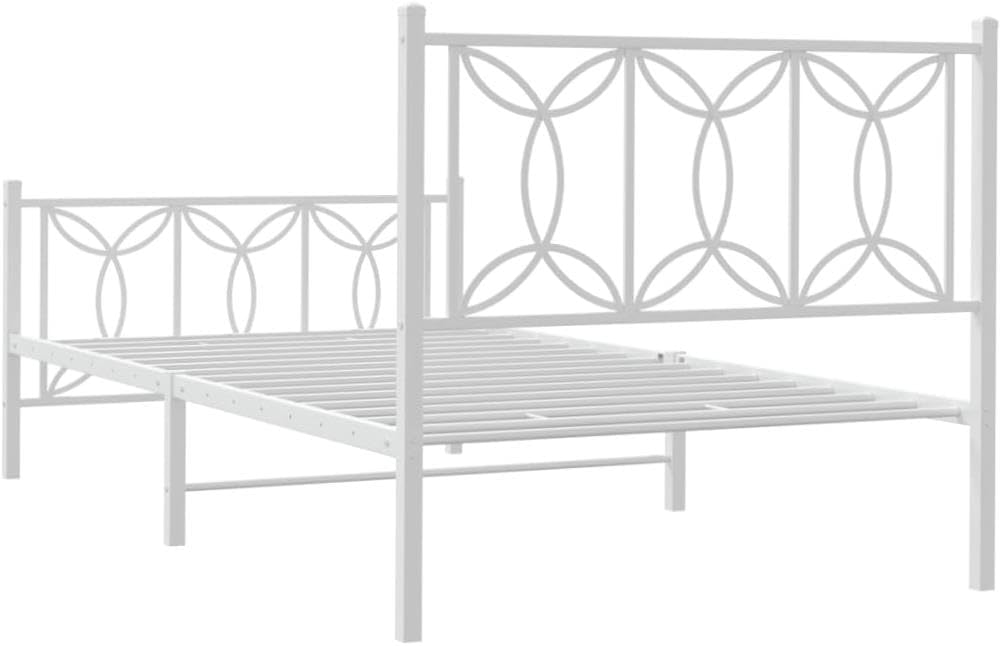 allesoky Bed Frame Without Mattress with Footboard White 39.4x78.7-White(100 x 200 cm)