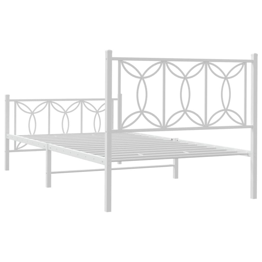 allesoky Bed Frame Without Mattress with Footboard White 39.4x78.7-White(100 x 200 cm)