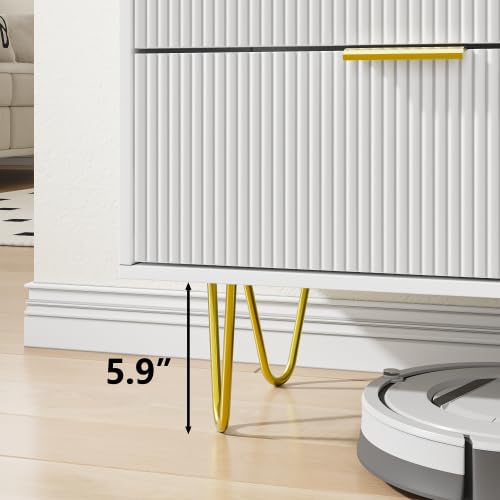 Modern Dresser for Bedroom, 6 Drawer Double Dresser with Gold Handles