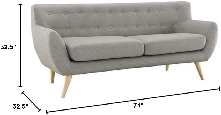 Modway Remark Mid-Century Modern Sofa With Upholstered Fabric In Light Gray