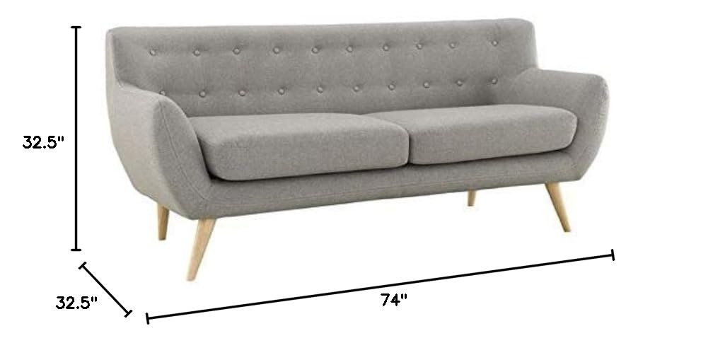 Modway Remark Mid-Century Modern Sofa With Upholstered Fabric In Light Gray
