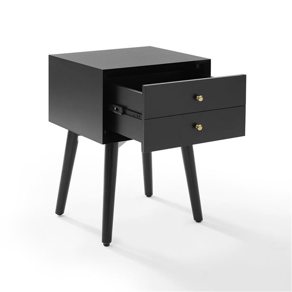 Contemporary MDF Wood Night Stand in Matte Black