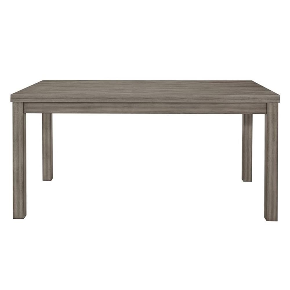 Carell Furniture 64" Transitional Wood Dining Room Table in Weathered Gray
