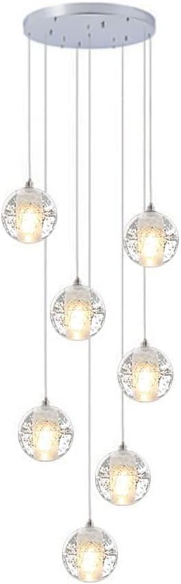 Long Loft Chandelier High Ceilings Crystal Ball Raindrop Pendant Lighting G4 3000K Warm