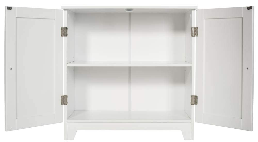 Door Large Freestanding Floor Cabinet, Size 23.5 x 23.5 x 11.75 Inches with Center Adjustable Shelf,