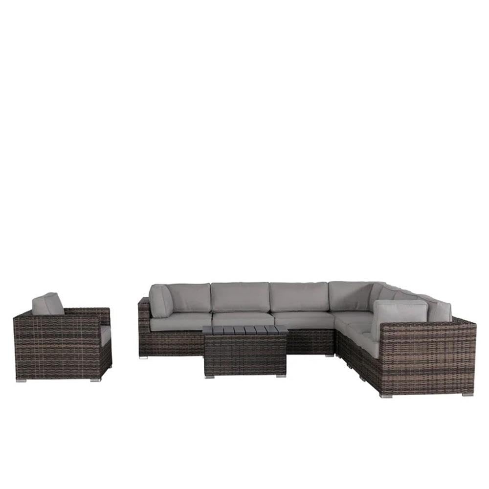 9-Piece Wicker/Rattan Sectional Set in Espresso