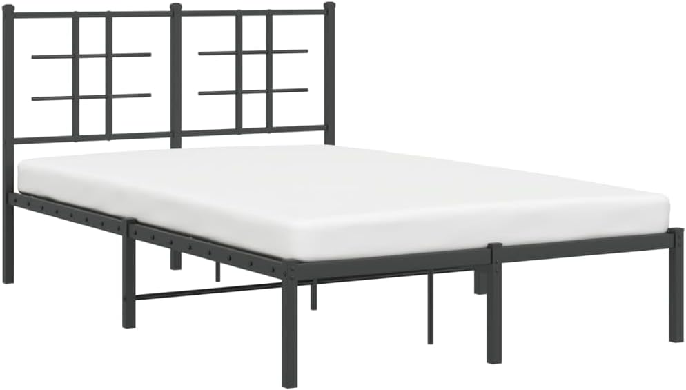 Metal Bed Frame with Headboard, Double Bed Bedroom Furniture