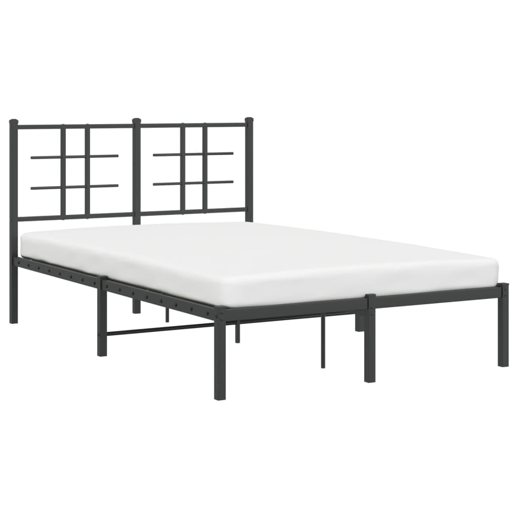 Metal Bed Frame with Headboard, Double Bed Bedroom Furniture
