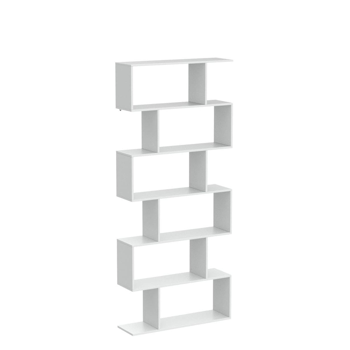 6 Tier S Shaped Bookshelf, 31.5''L x 9''W x 75''H, Wooden Bookcase and Bookshelves w/Anti-Toppling Device, Room Divider Display Shelves for Living Room, Home Decor, 6 Shelf Bookshelf