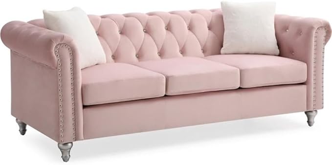 Raisa Velvet Sofa in Pink