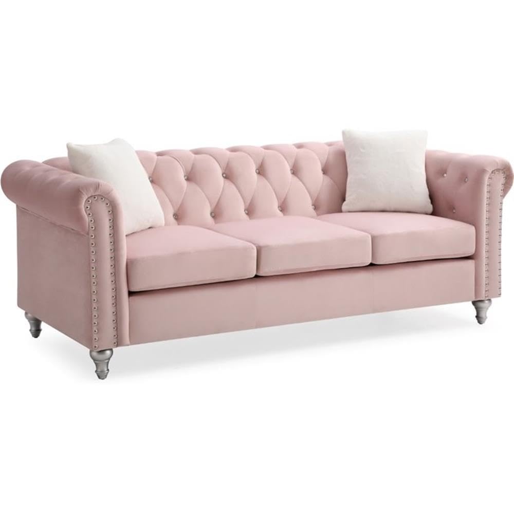 Raisa Velvet Sofa in Pink
