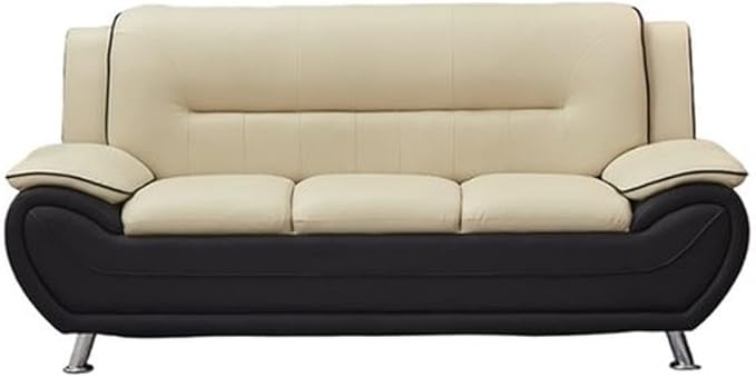 Modern Faux Leather Living Room Sofa - Black/Red