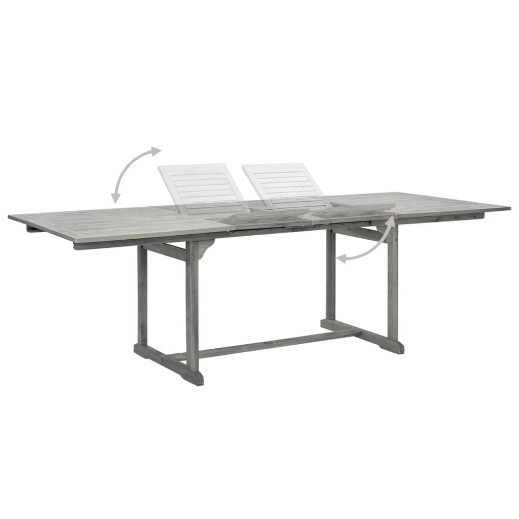 Extendable Outdoor Dining Table 63-94.5" Solid Acacia Wood with Gray Wash Finish