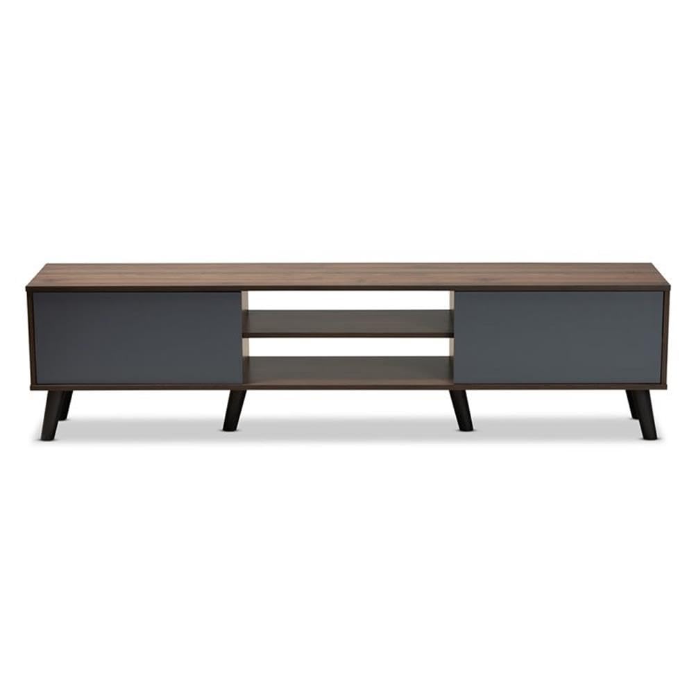 Modern Engineered Wood TV Stand for TVs up to 70" in Walnut/Gray