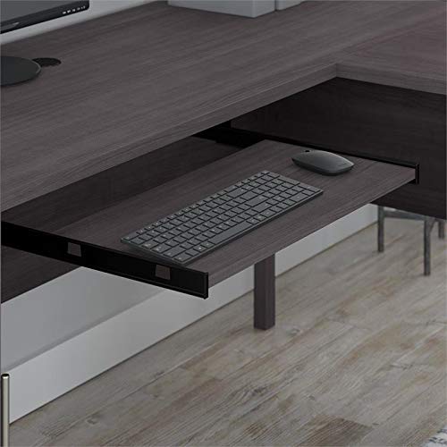 UrbanPro Transitional 60W L-Shaped Desk with Hutch in Storm Gray