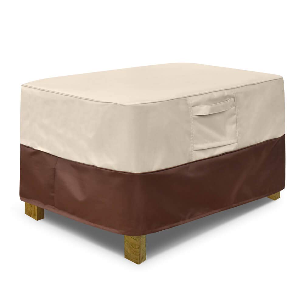 Rectangle Patio Ottoman Cover, Waterproof Outdoor Ottoman Cover with Padded Handles