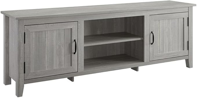Farmhouse Rustic Wood Barn Door 70" TV Stand Console with Storage in Rustic Gray