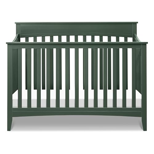 4-in-1 Convertible Crib - GREENGUARD Gold Certified Crib - Baby Crib Convertible to Toddler Bed, Daybed & Full-Size Bed - Wooden Baby Crib with 4 Adjustable Heights - Forest Green