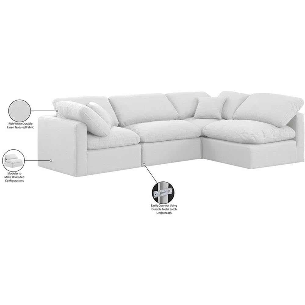 141White-Sec4B Indulge Collection Modern | Contemporary Modular Sectional with Rich