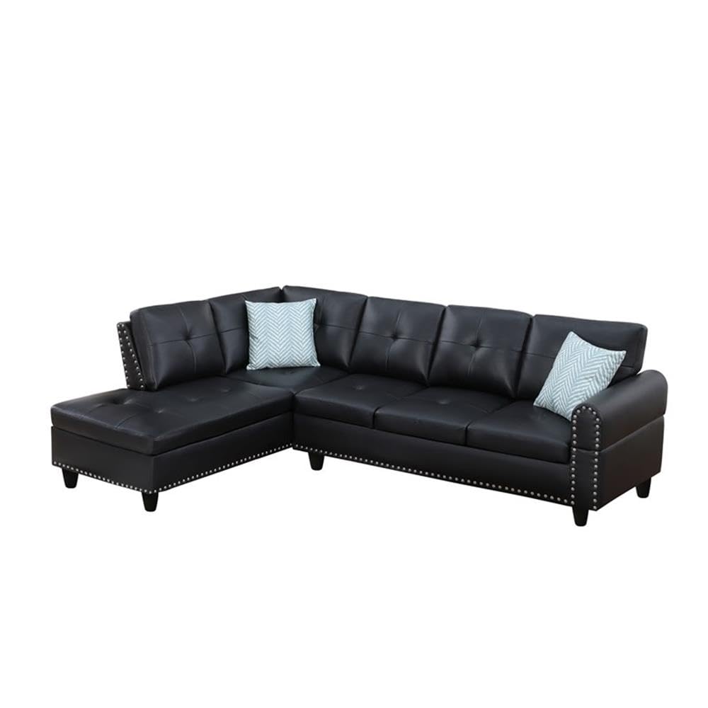 Transitional PU Faux Leather Sectional Sofa with Lift-top Storage Ottoman