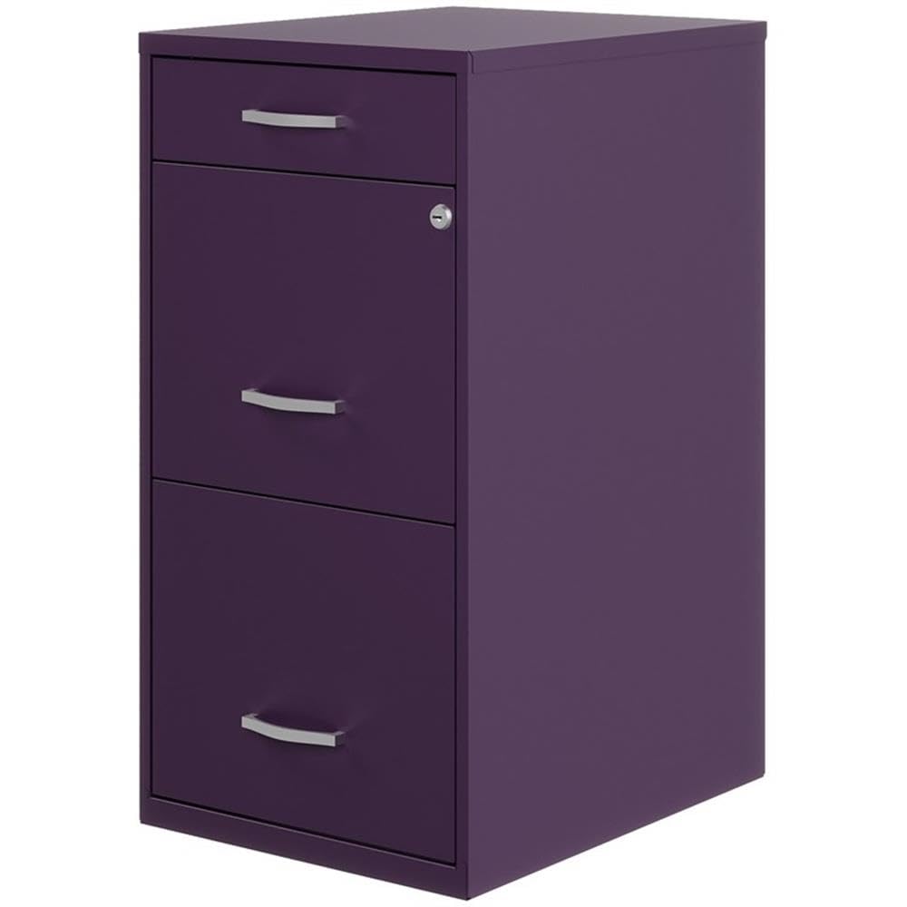 Solutions 18" Deep Modern Metal Organizer File Cabinet with Cam Lock, 3-Drawer