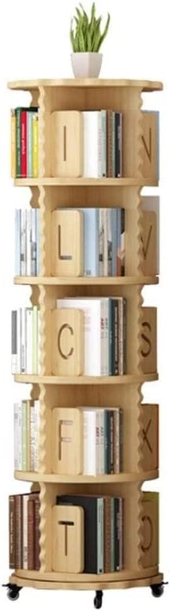 Book Shelves Bookcase Bookshelf 360 Degree Rotating Bookshelf with Letters Baffle