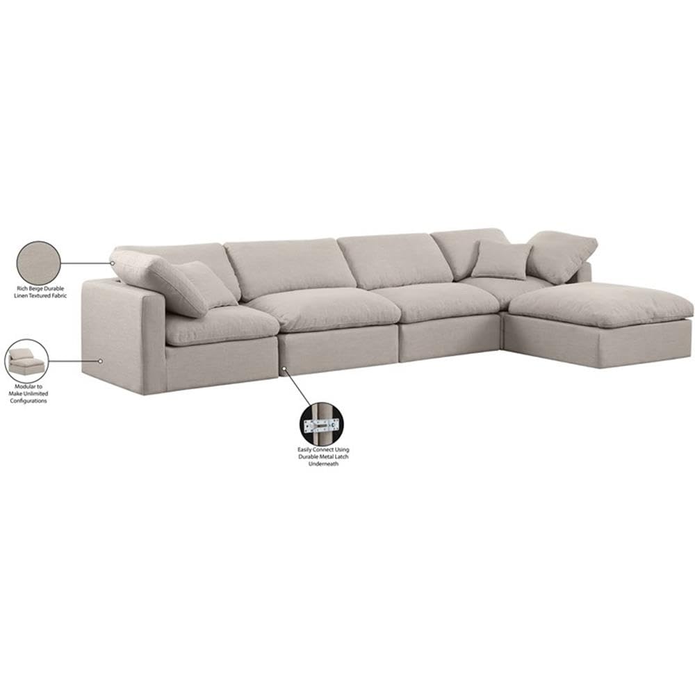 141Beige-Sec5A Indulge Collection Modern | Contemporary Modular Sectional