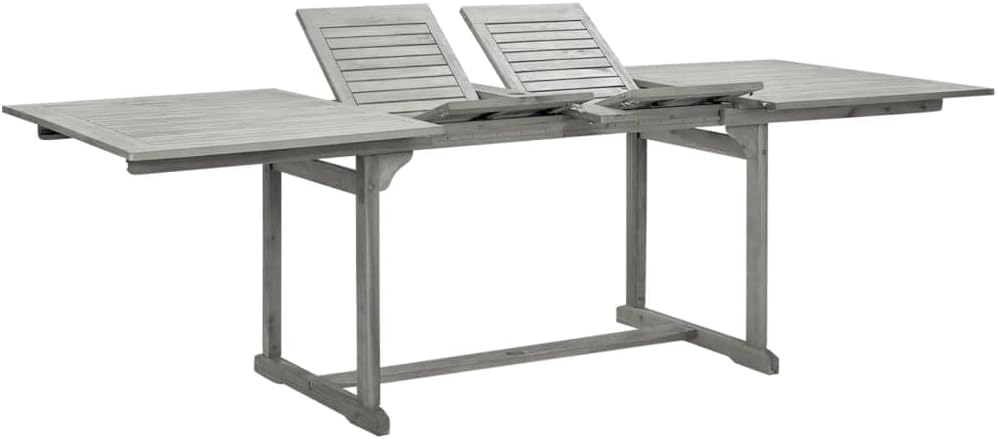 Extendable Outdoor Dining Table 63-94.5" Solid Acacia Wood with Gray Wash Finish