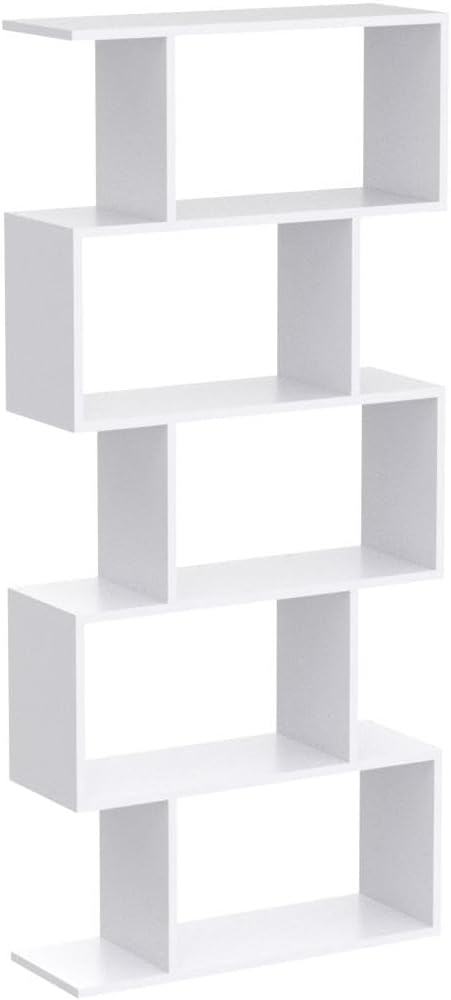 Cozy Castle Set of 2 Geometric Bookcase, S-Shaped Modern Bookshelf, Room Divider