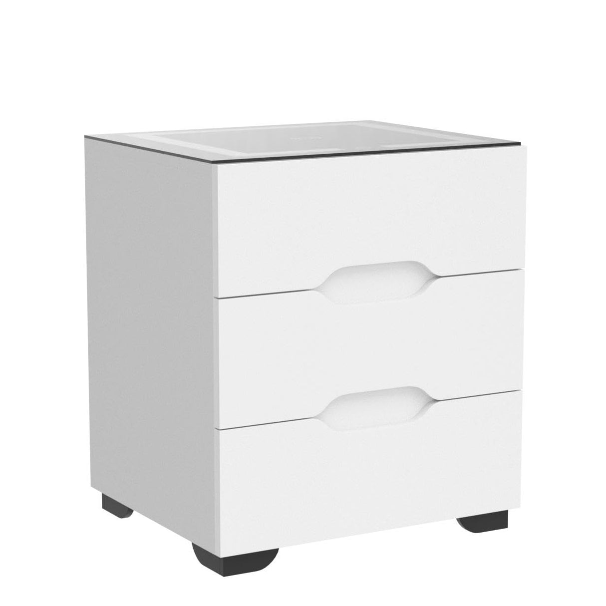 White Smart Nightstand with Wireless Charging Station & Adjustable LED Lights, High