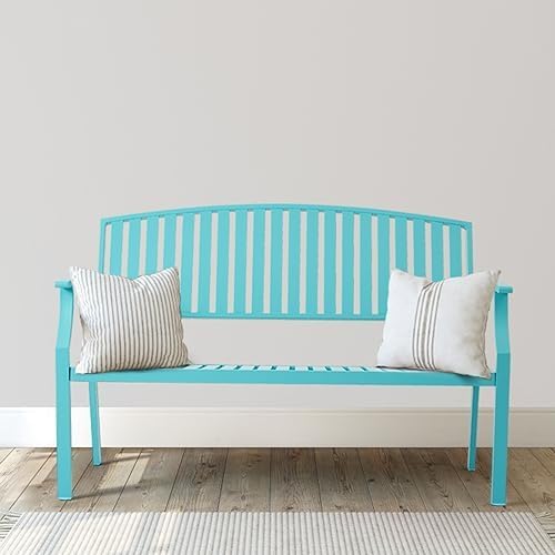 Outdoor Foldable Garden Bench, Powder Coated Aluminum Patio Porch Bench