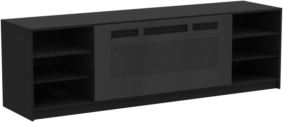 1 Electric Fireplace Modern 79" TV Stand (Black)