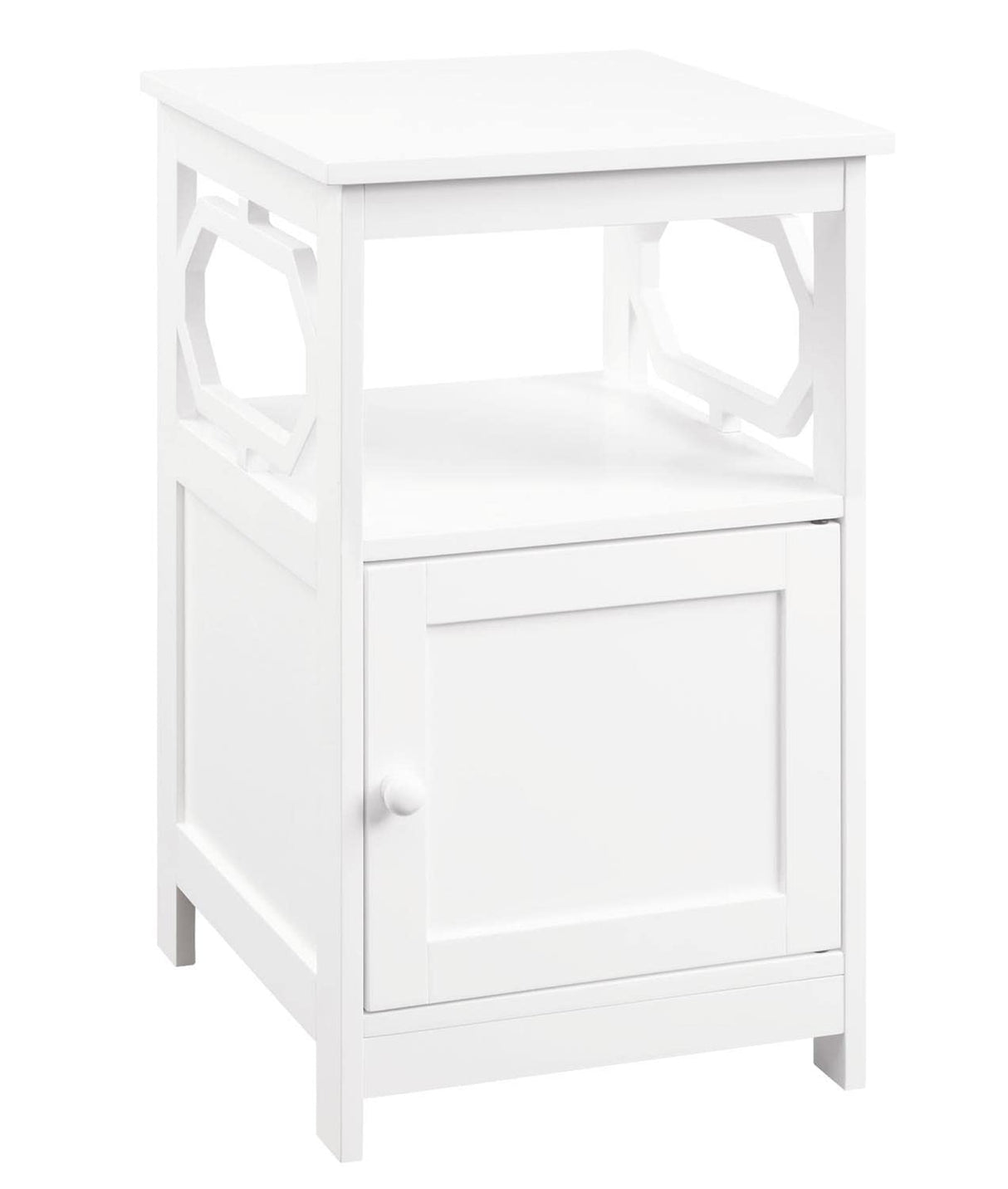 Omega End Table with Cabinet, White