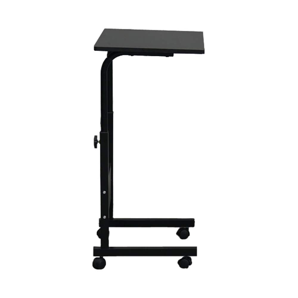 Black Adjustable Rolling Laptop Table with Side Storage