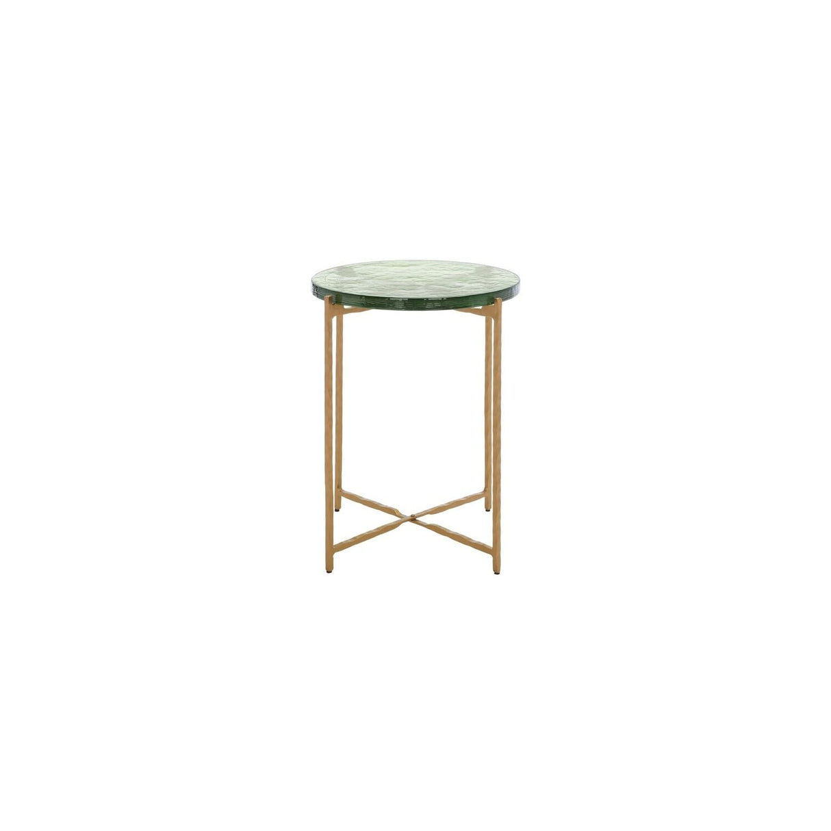 Home Collection Tengah Green/Brass Round Glass Accent Table
