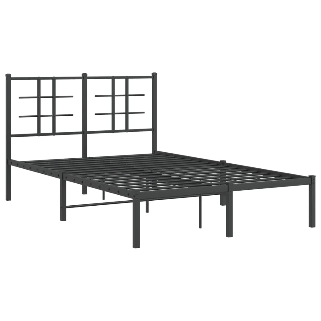 Metal Bed Frame with Headboard, Double Bed Bedroom Furniture