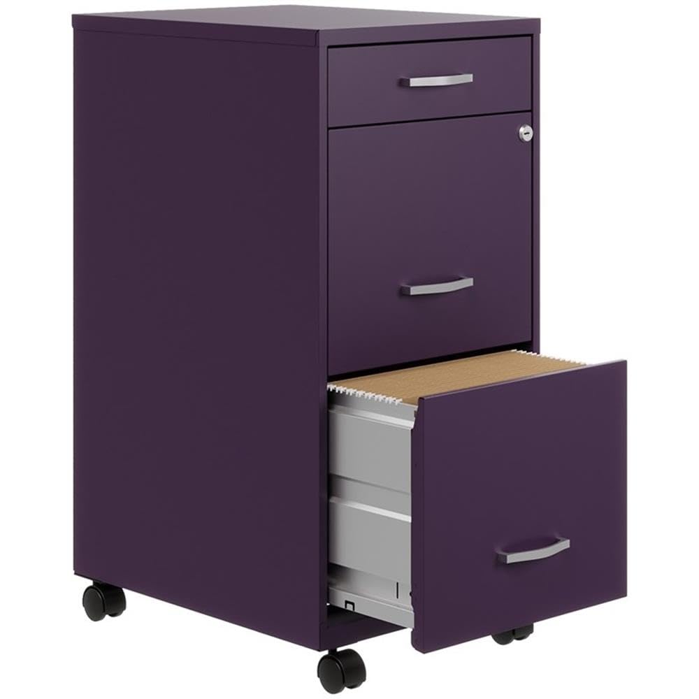 Space Solutions 18" Deep Modern Mobile Metal Organizer File Cabinet