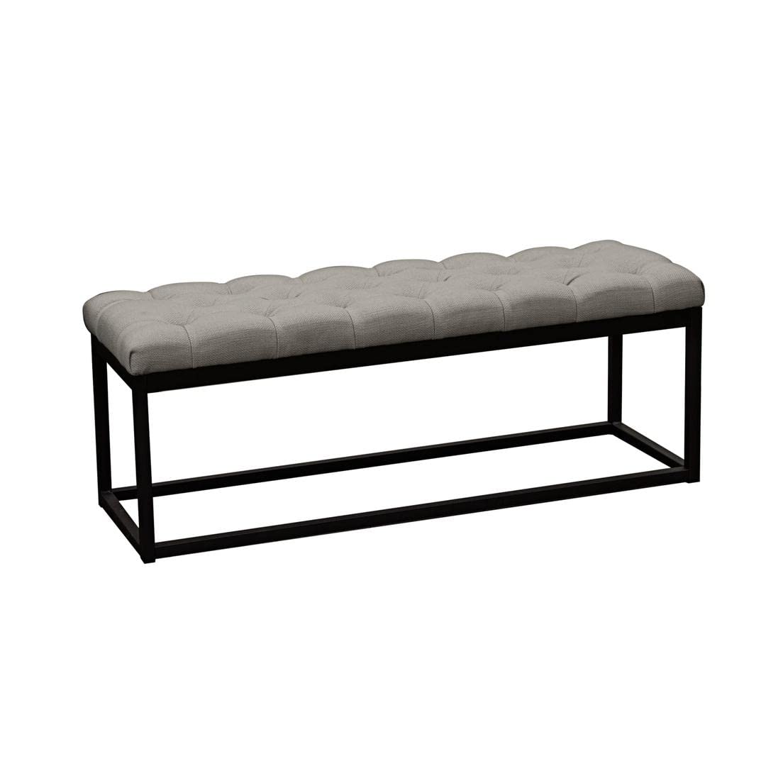 Benzara Metal Bench with Diamond Tuft Details