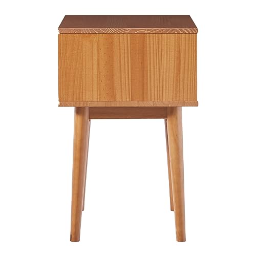 Edison Modern Solid Wood Retro 1-Drawer Nightstand, 25 Inch, Caramel