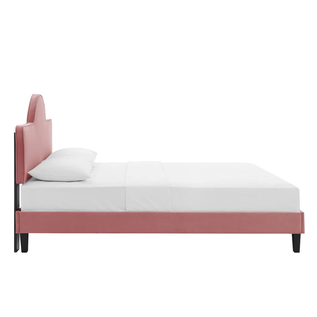 Performance Velvet Queen Bed in Dusty Rose Platform