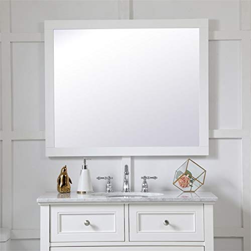Wood Frame Bathroom Mirror in White Finish