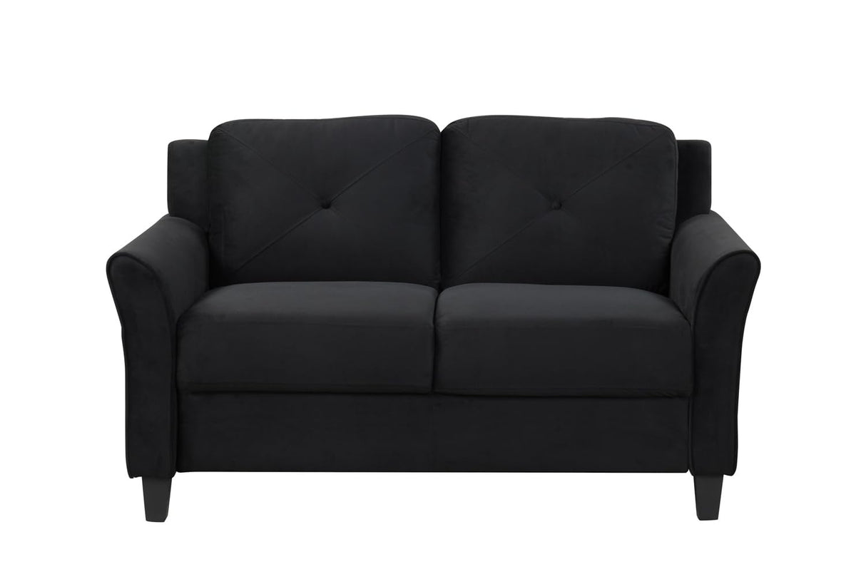 Designs 2-Seat Loveseat Couch, Modern Polyester Upholstered Sofa for Living Room, Office, Antique Black