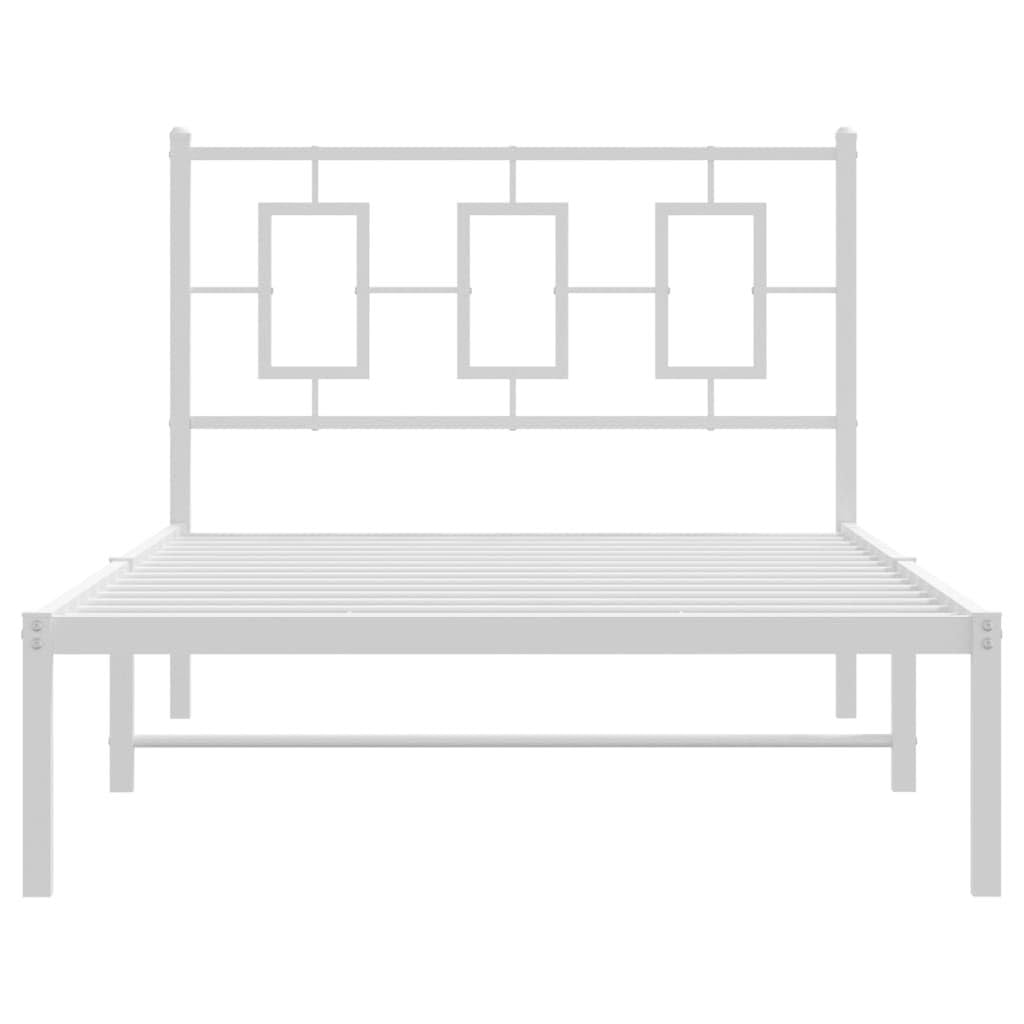 Strawberry Fairy Elegant White Metal Bed Frame for Timeless Comfort, Sturdy Steel Construction, Includes Headboard, 39.4" x 78.7"