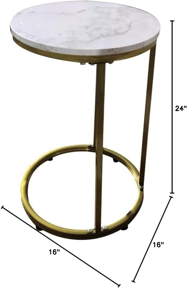 Life Concept Accent Marble Sofa Laptop C Shaped Side Table