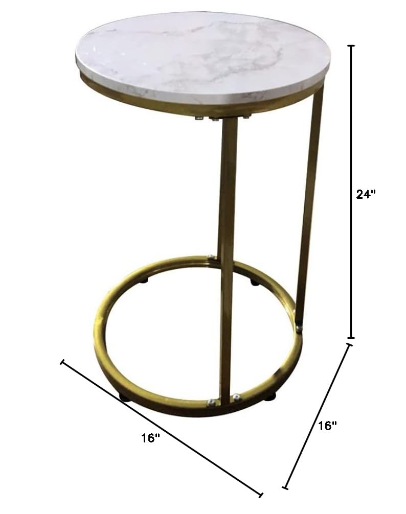 Life Concept Accent Marble Sofa Laptop C Shaped Side Table