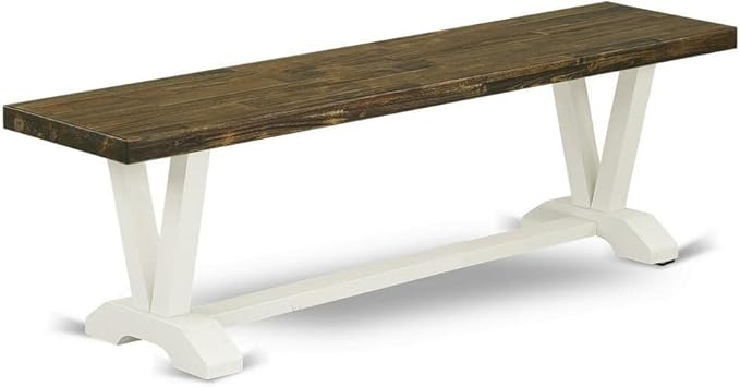 V-Style Dining Bench with Wooden Seat