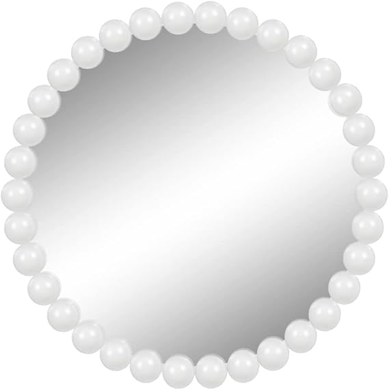 22 Inch White Round Wavy Mirror