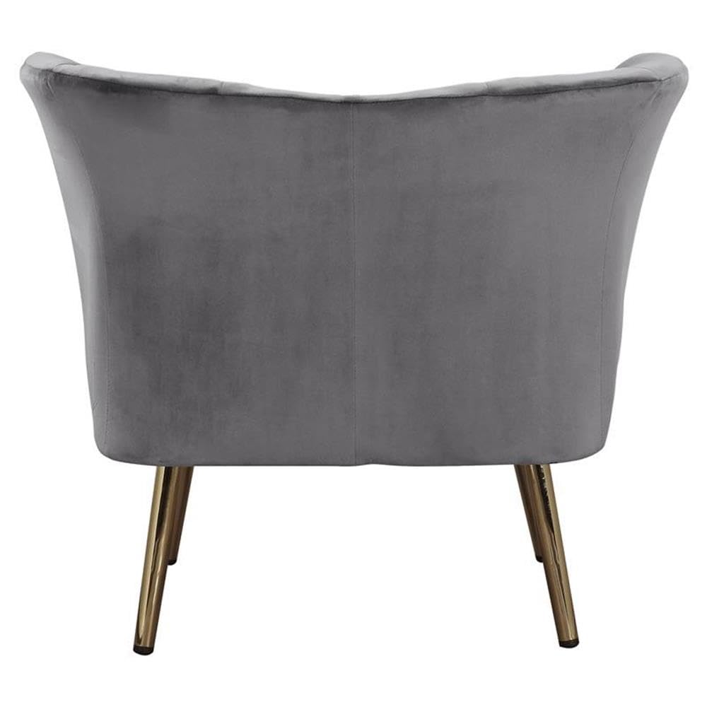 Tufted Upholstery Accent Chair in Gray and Gold