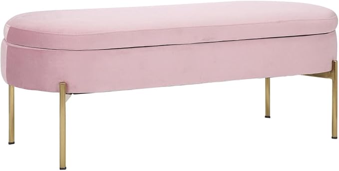 Chloe Storage Bench, Velvet Upholstered Storage Bench
