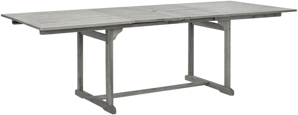 Extendable Outdoor Dining Table 63-94.5" Solid Acacia Wood with Gray Wash Finish